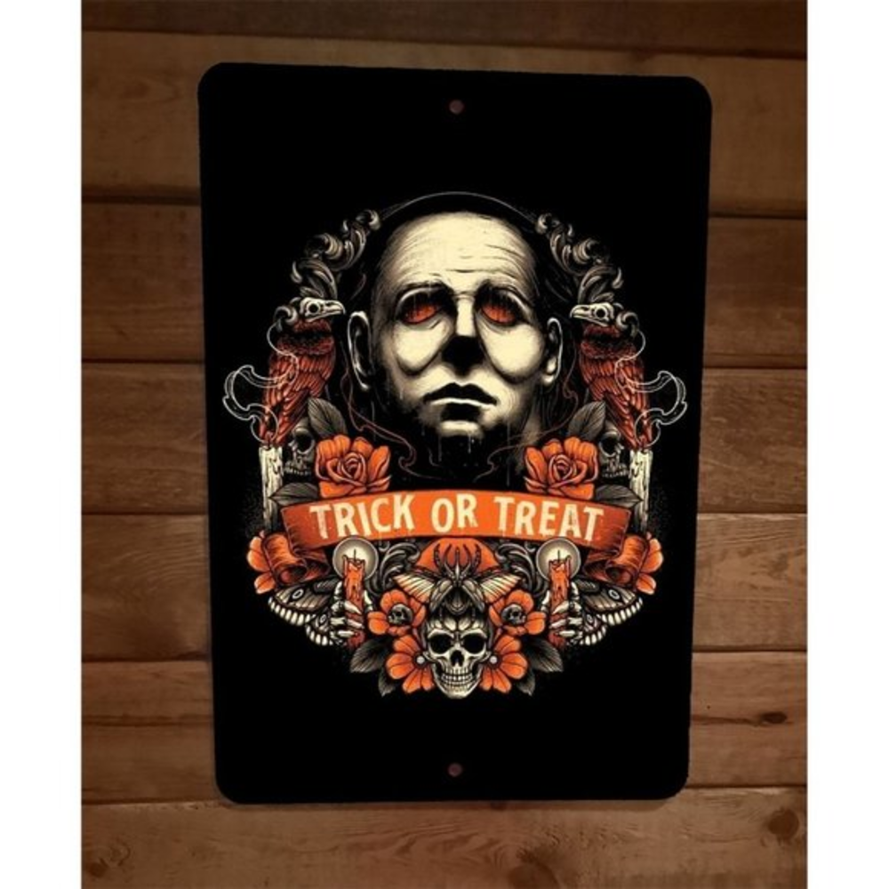 Halloween Trick or Treat Michael Myers 8x12 Metal Wall Sign Holiday